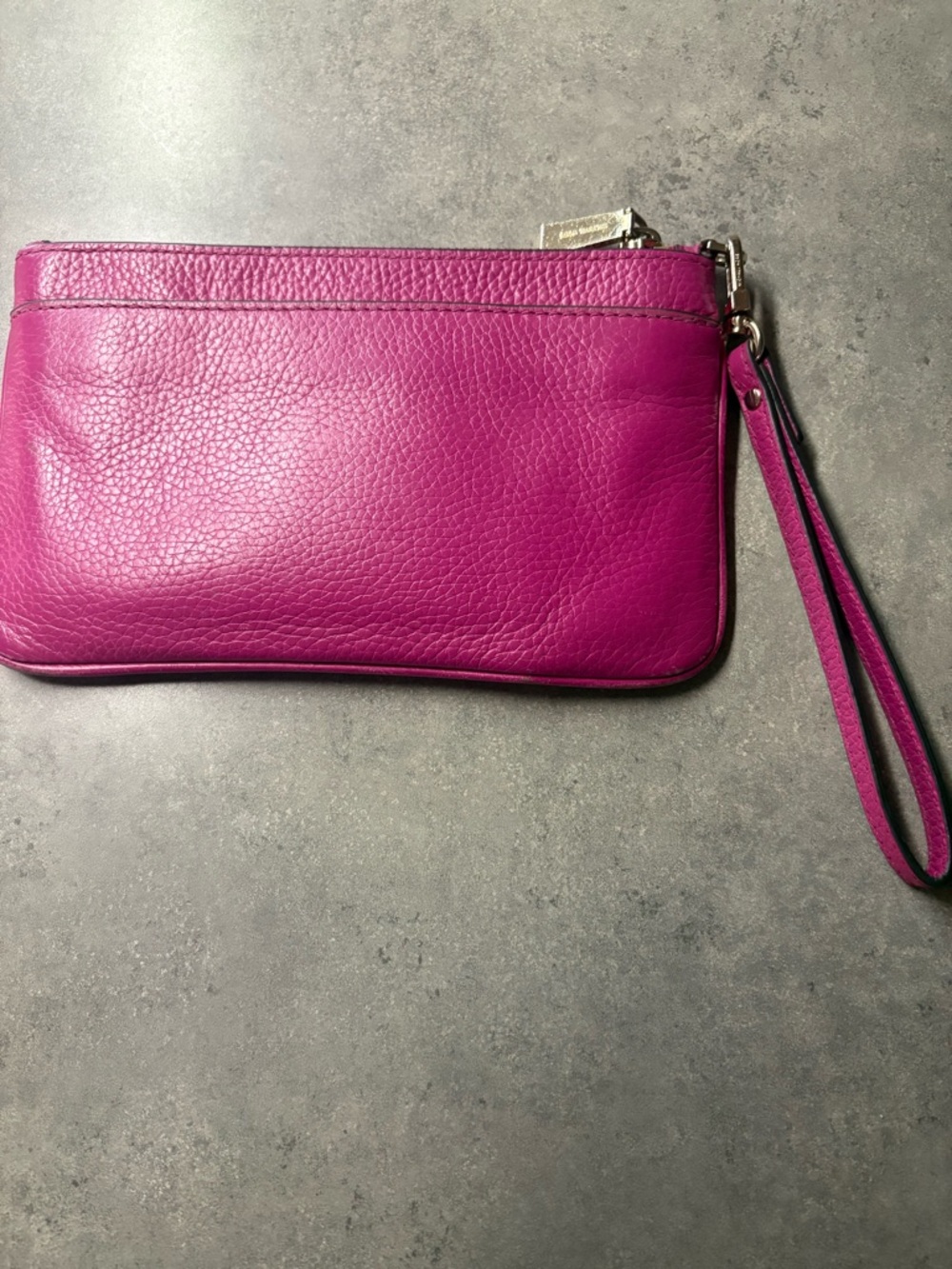 Michael Kors Magenta Pebbled Large Leather Wristlet Clutch - Picture 2 of 2